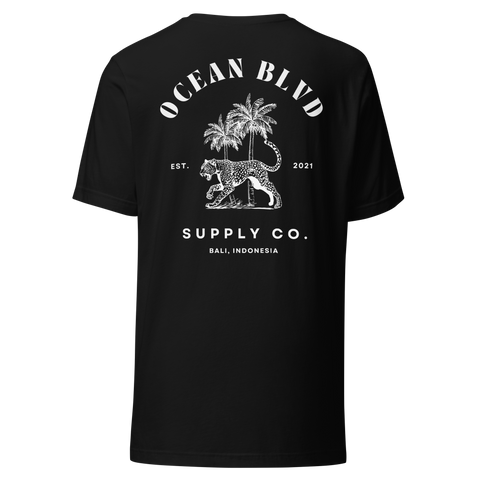 Leopard & Palms Tee - White Graphic