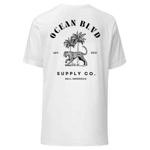 Leopard & Palms Tee - Black Graphic